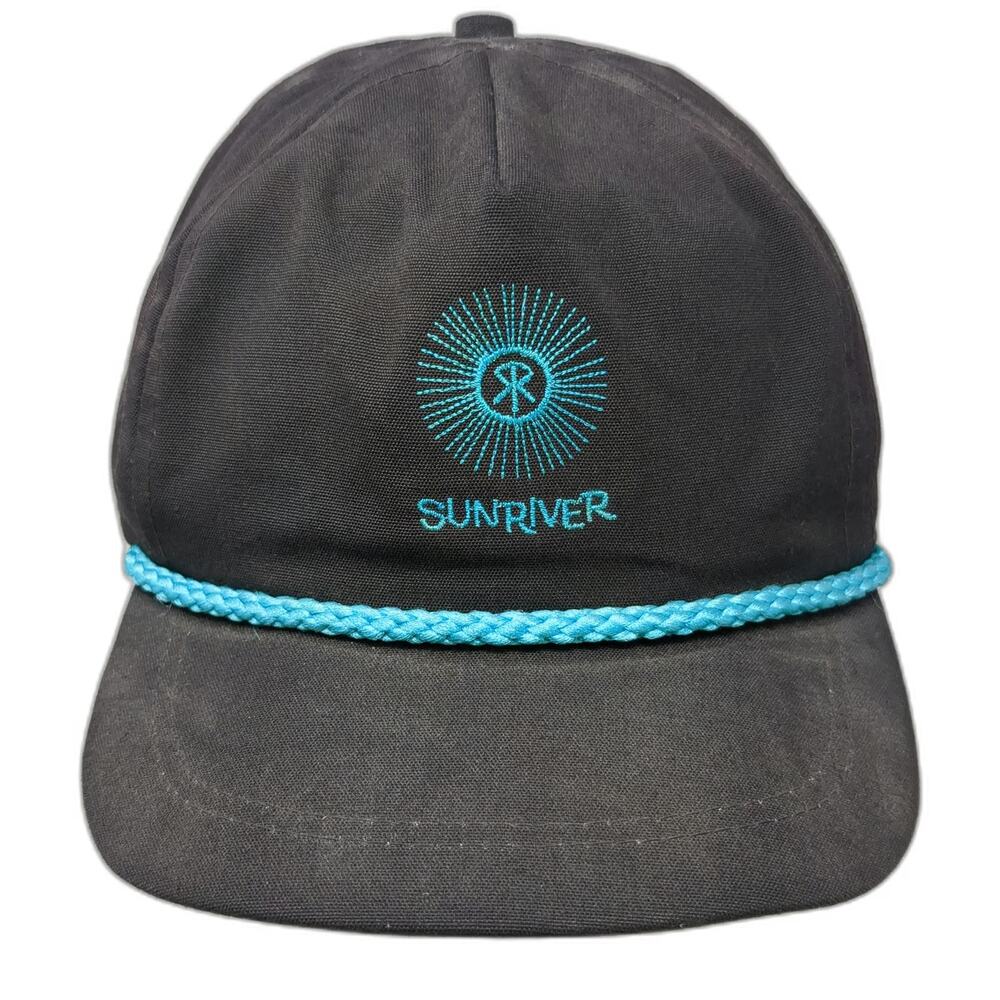 Imperial Headwear Trucker Black Hat Blue Rope Sunriver Sun Slideback Vintage
